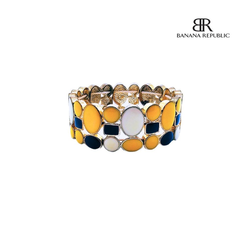 Banana Republic Stretch Enamel Bracelet Gold Yellow White Blue